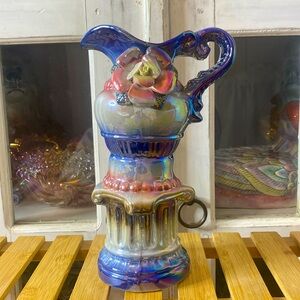 Colorful iridescent ceramic flower vase
